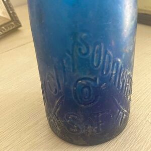 Antique blue soda bottle